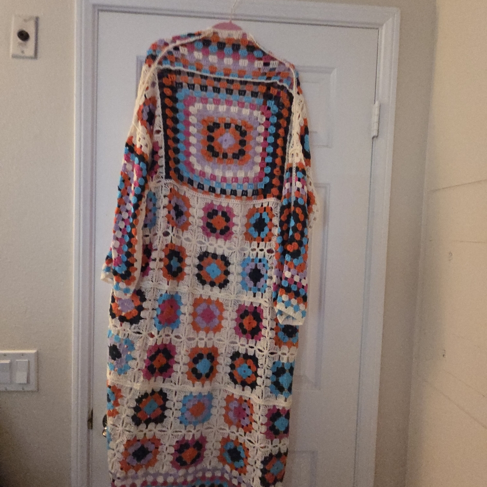 POL Crochet Granny Square Long Cardigan One Size New - Picture 6 of 6